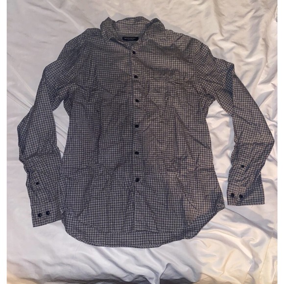 Banana Republic Luxe Flannel Camden Fit Windowpane Gray Shirt‎ Size Medium - Picture 8 of 8
